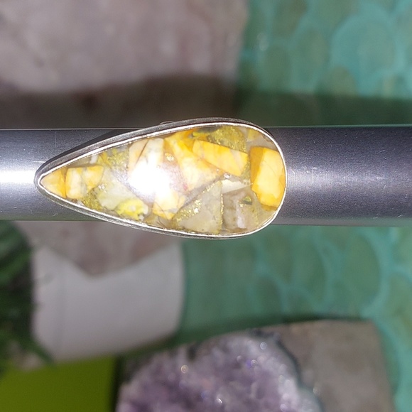 Brecciated Bumble Bee Jasper Teardrop Ring - Picture 8 of 8